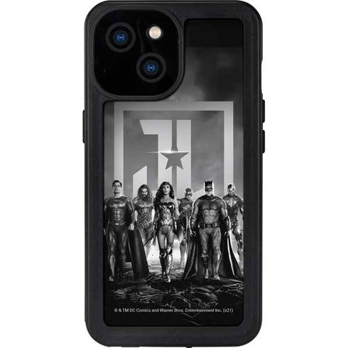 The Justice League (2017) Justice League Black and White iPhone 15 Plus Waterproof Case